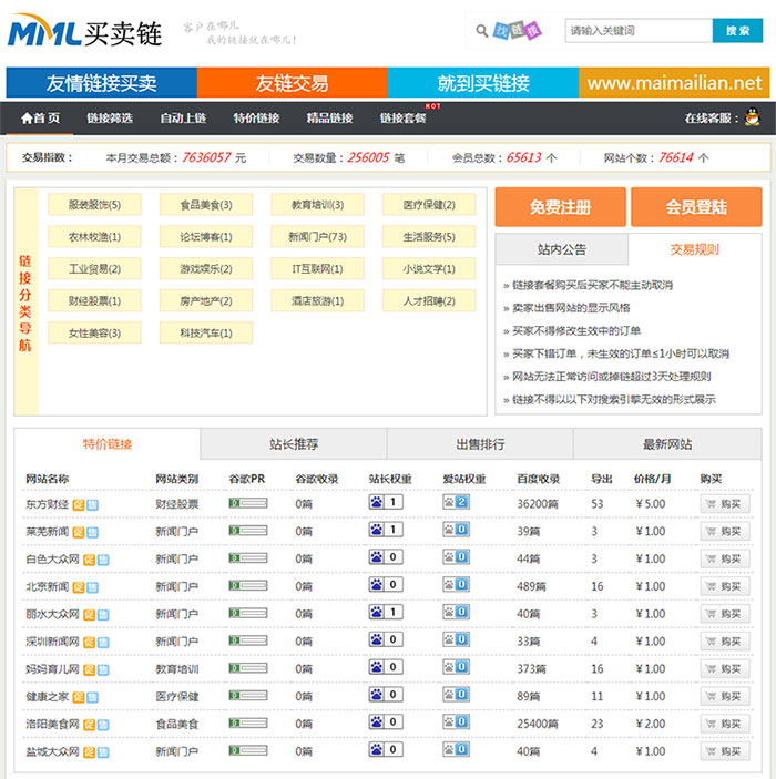 基于 ThinkPHP 的友链交易买卖平台源码