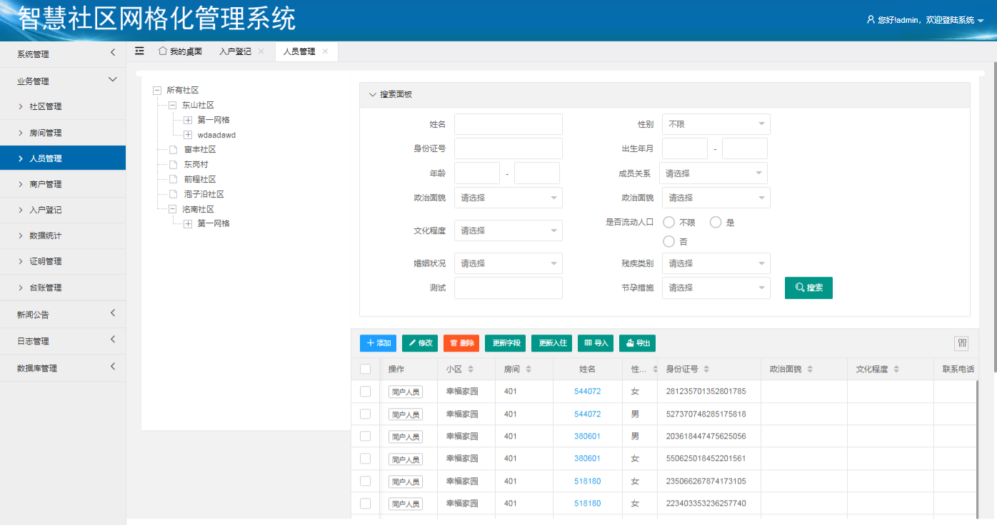 PHP+HTML+LAYUI网格化社区管理平台源码 以房管人数据模型 图片4