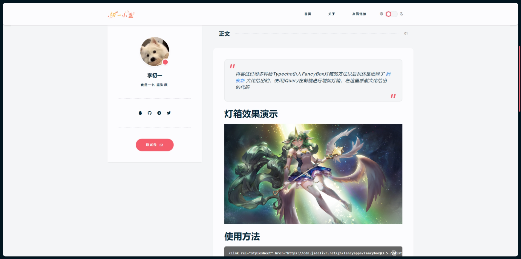 DearLicy小清新Typecho博客主题模板 图片2